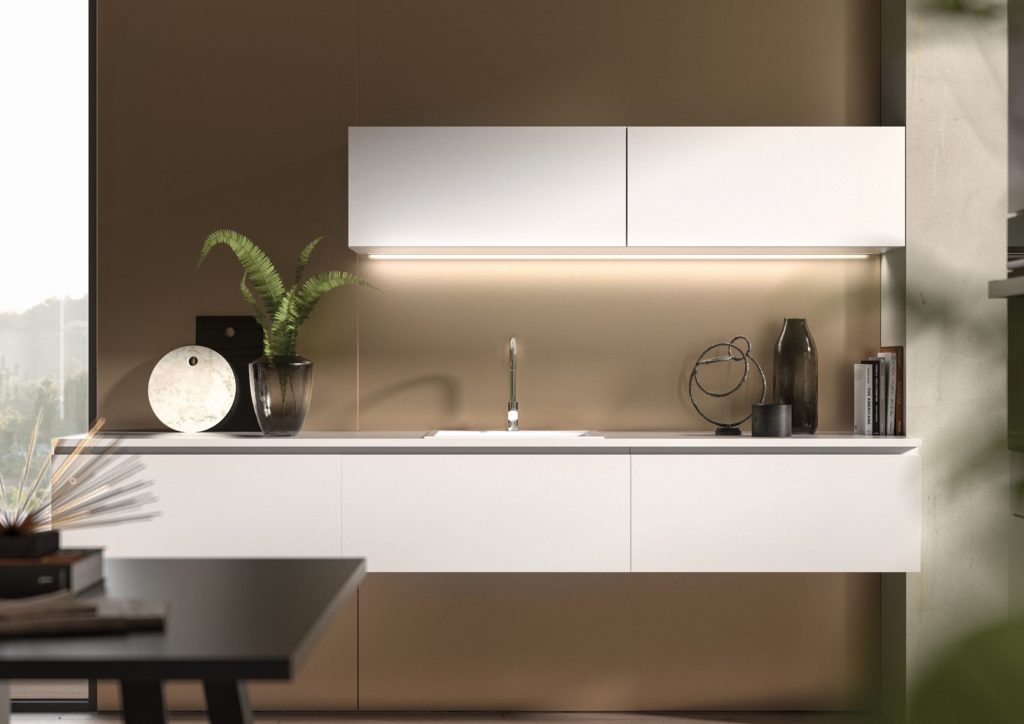PerfectSense white on kitchen countertops and cabinet