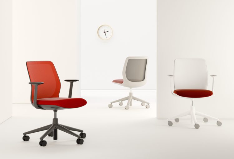 Stylex Click chair red and white different combos on white background