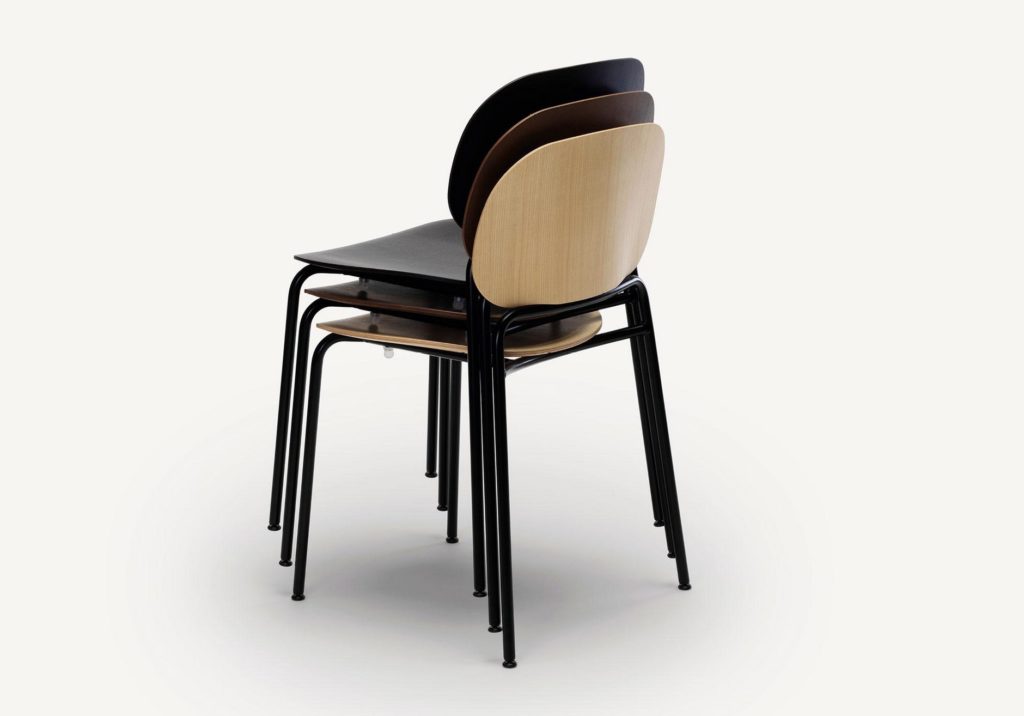 Upon Chair natural, oak, and dark stacked