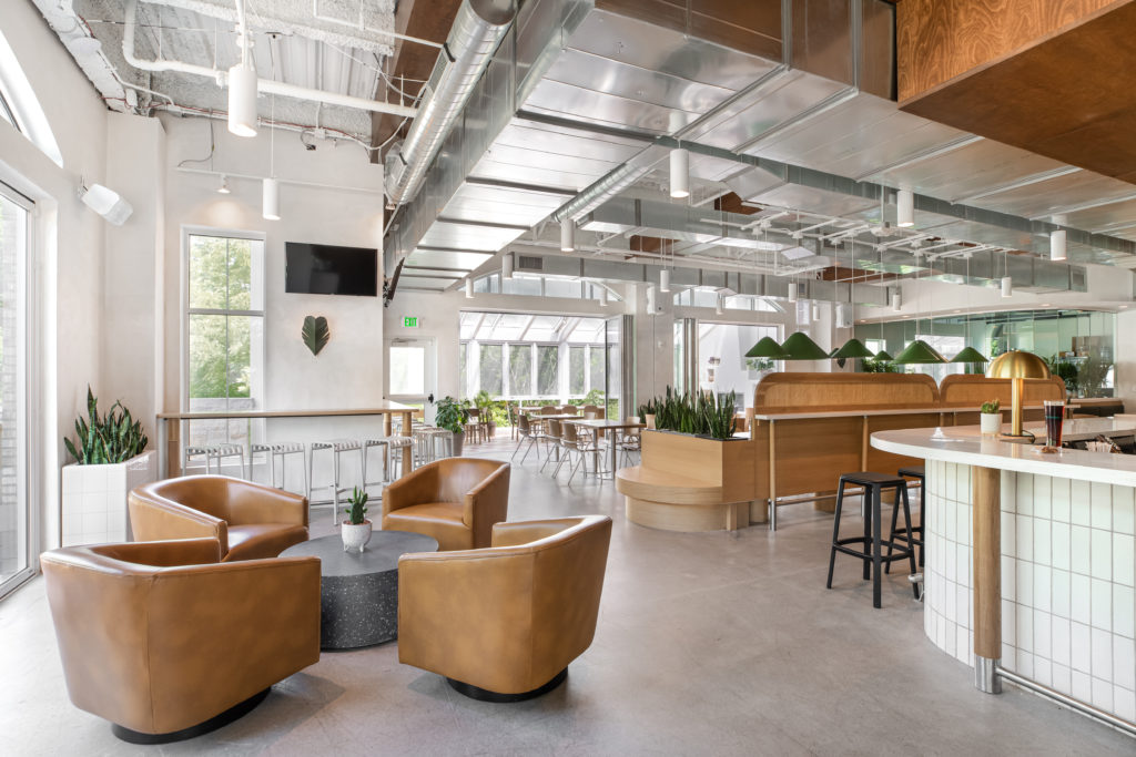 Getaway brewing comfy chairs and Durasein countertops