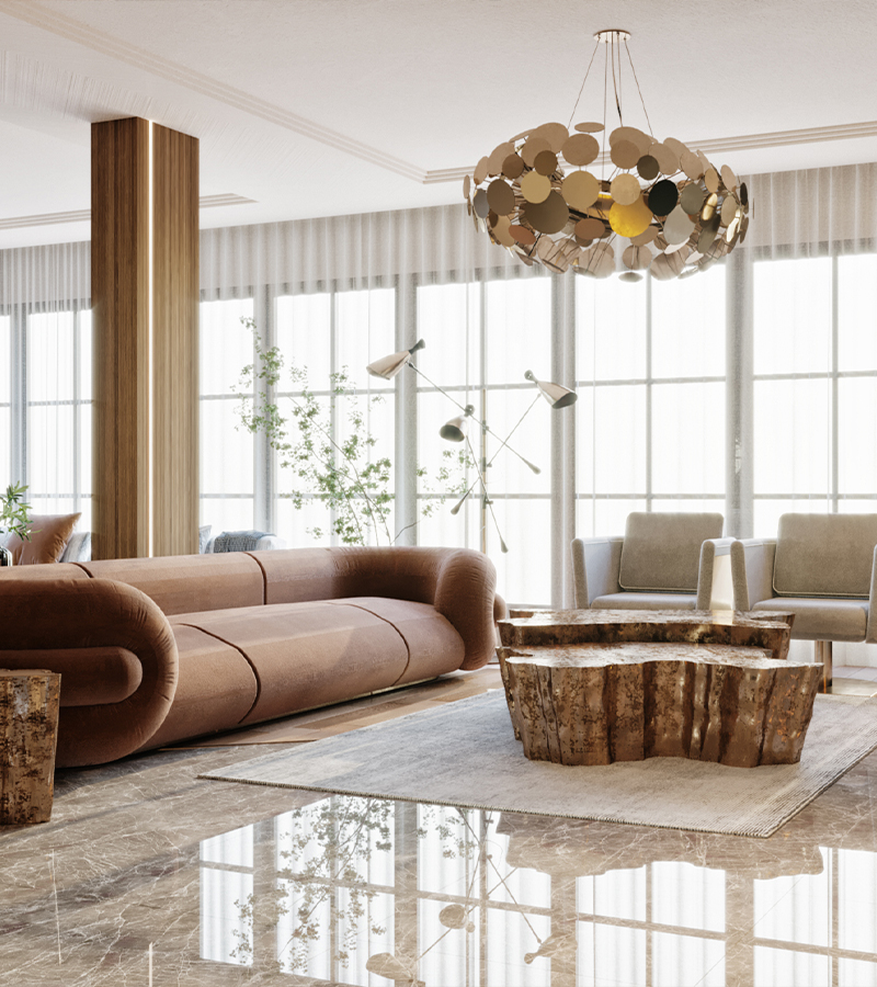 Sofa in aged brass