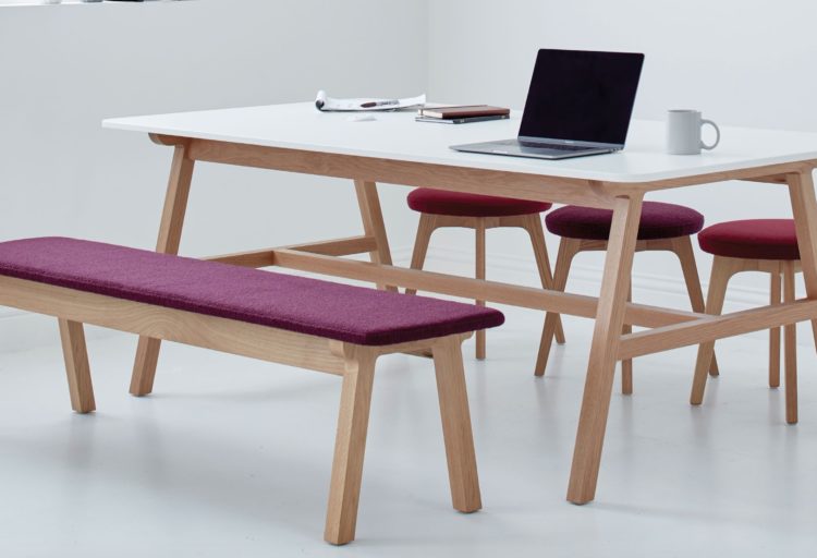 Agent table with bench and low stools