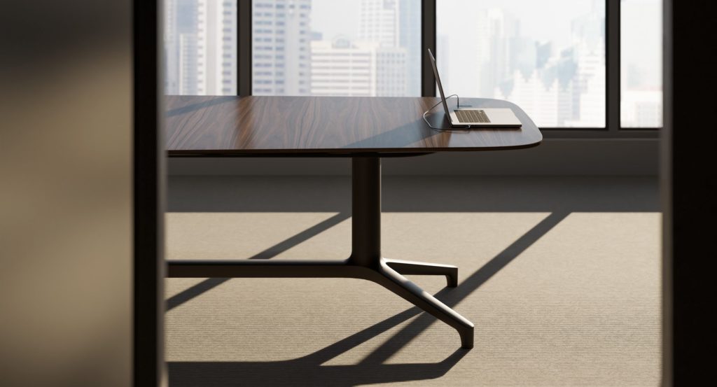 glimpse of desk behind wall rectangular top