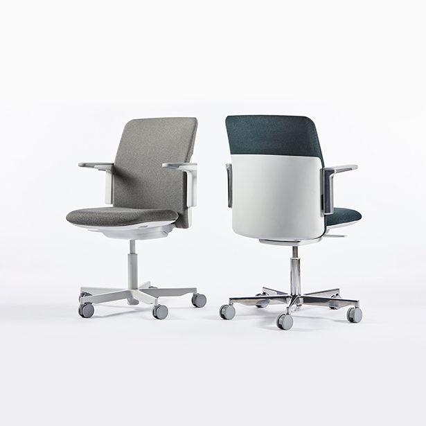 Two path chairs gray and blue upholstery