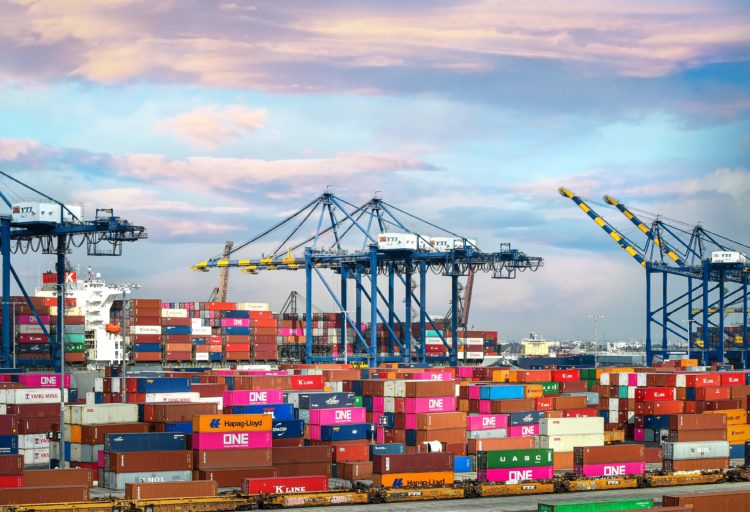 Image of Port of Los Angeles supply chain bottlenecks with many shipping containers