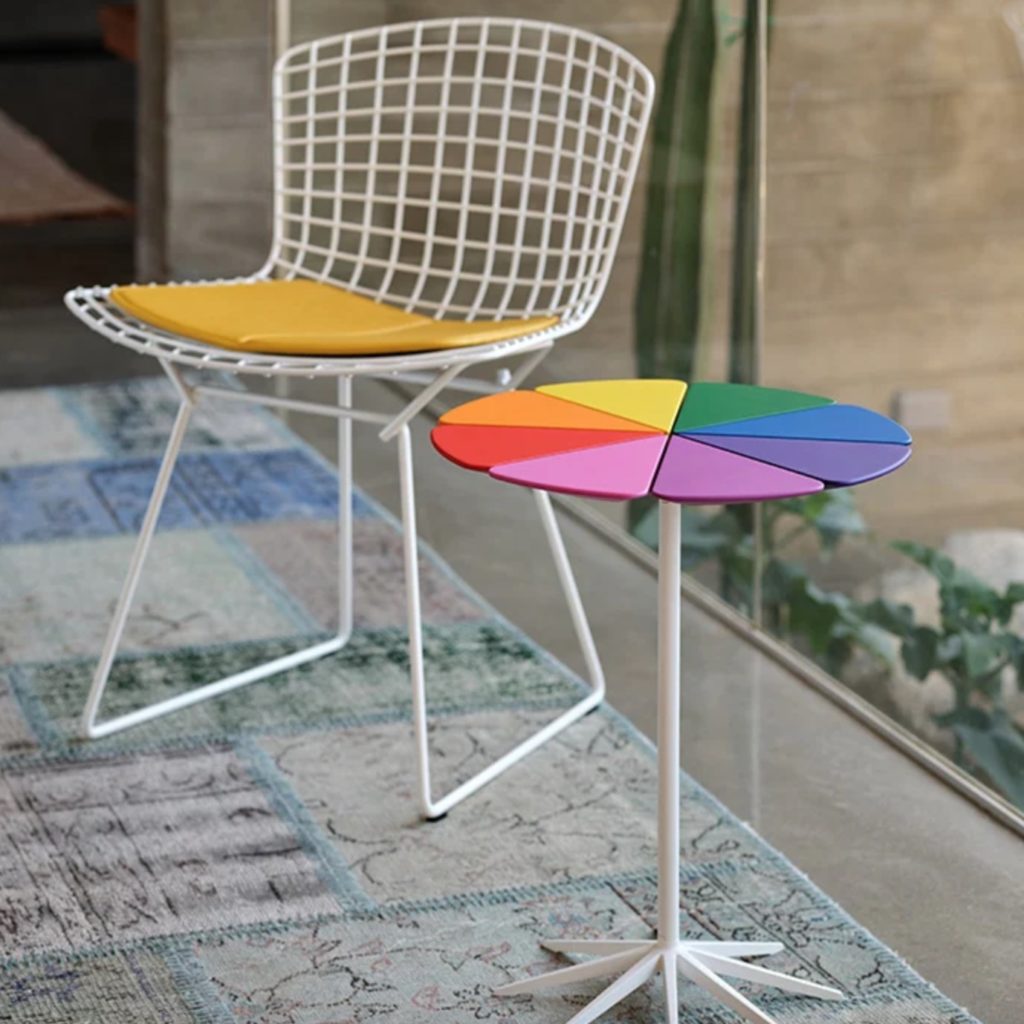 With Bertoia chair