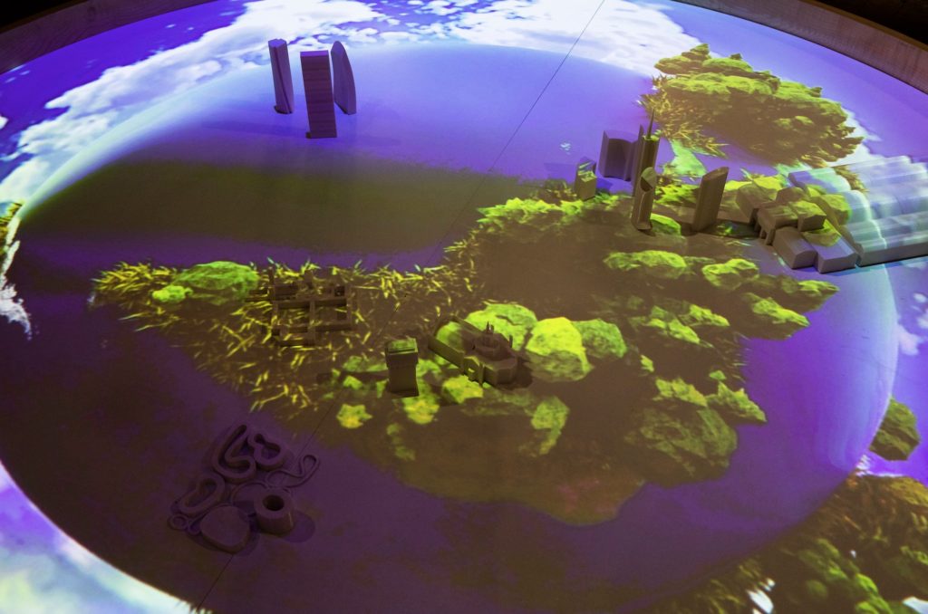 view of the earth from above with contrast between nature and the built environment
