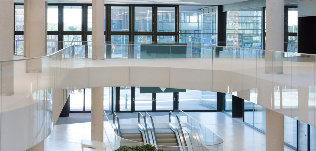 Carvart glass railing in office space