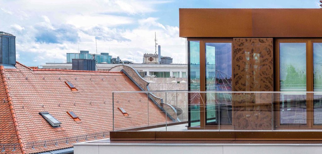 glass railing exterior patio of apartment