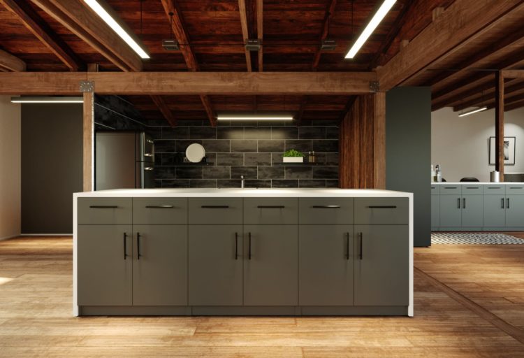 Avalon work surface and storage unit in kitchen space
