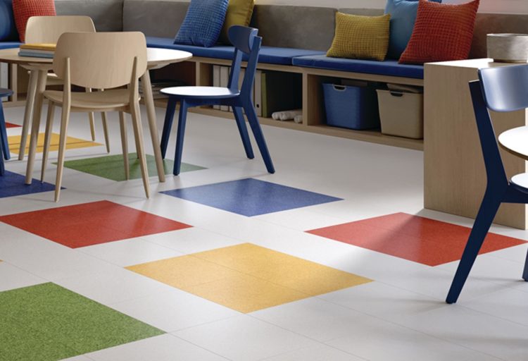 Vinyl Based Tile detail of colorful checkerboards