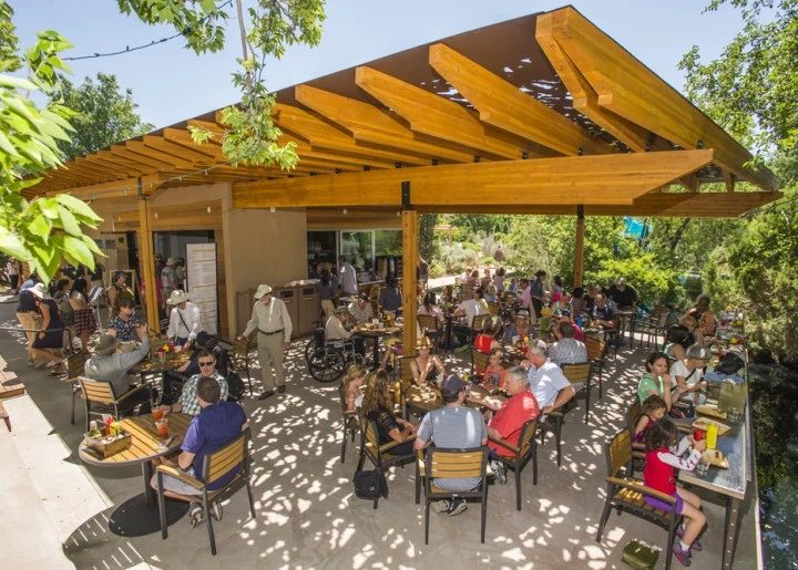 Parasoleil shade structure at the Hive Cafe outdoor restaurant illustrates aspects of the Pattern Map
