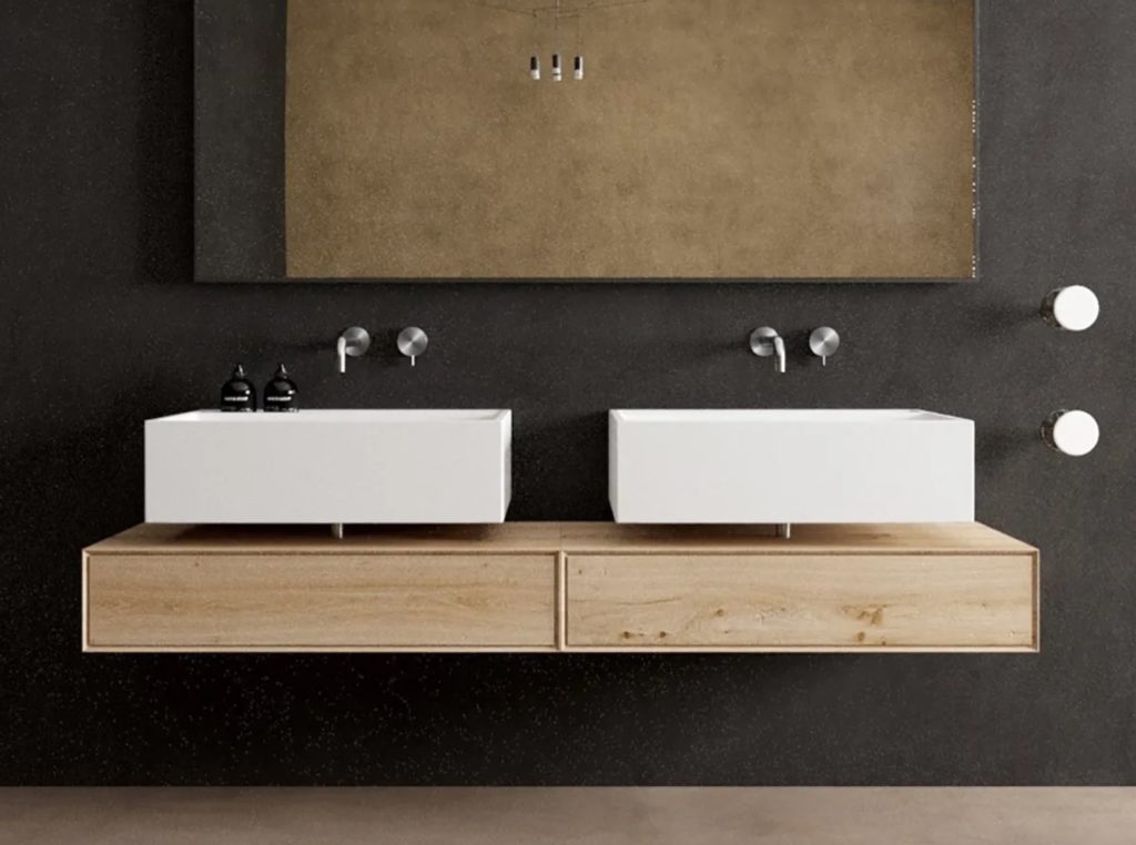 NEXT dual sinks white front view