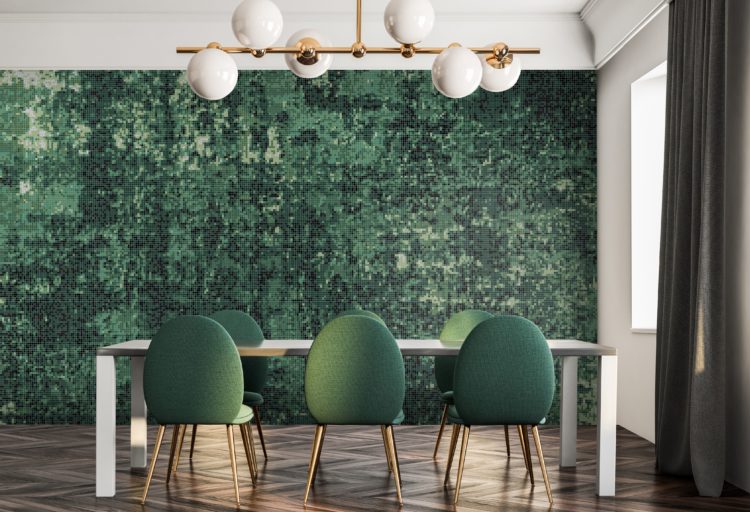 Sintered Glass green velvet pattern on wall