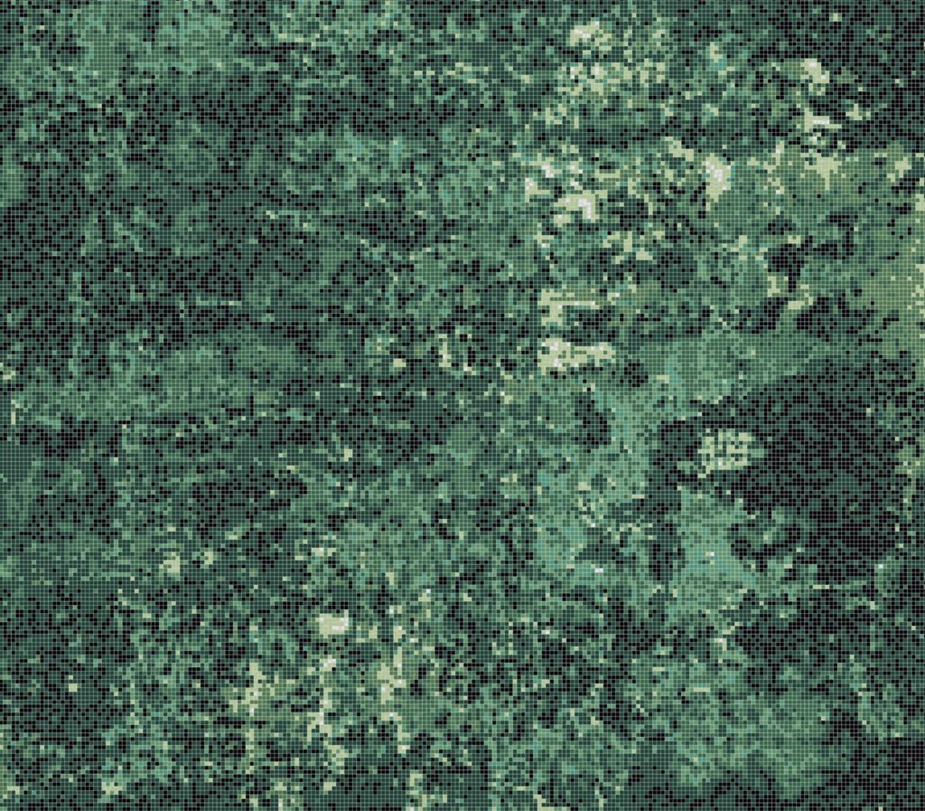 Artaic glass mosaic in green detail