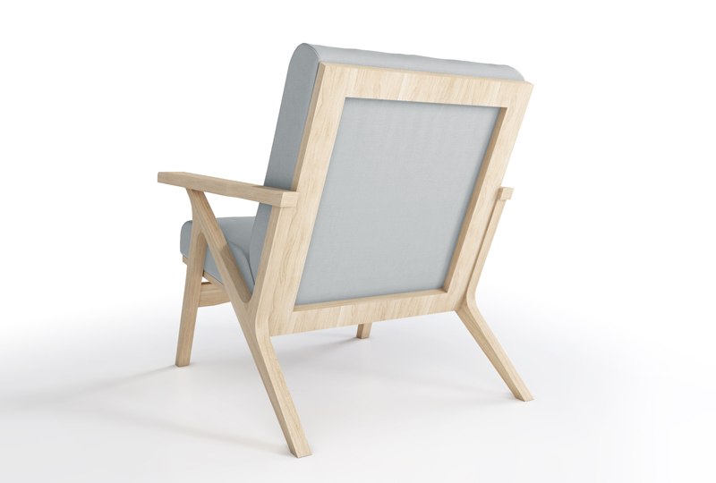 Back of chair showing white ash frame