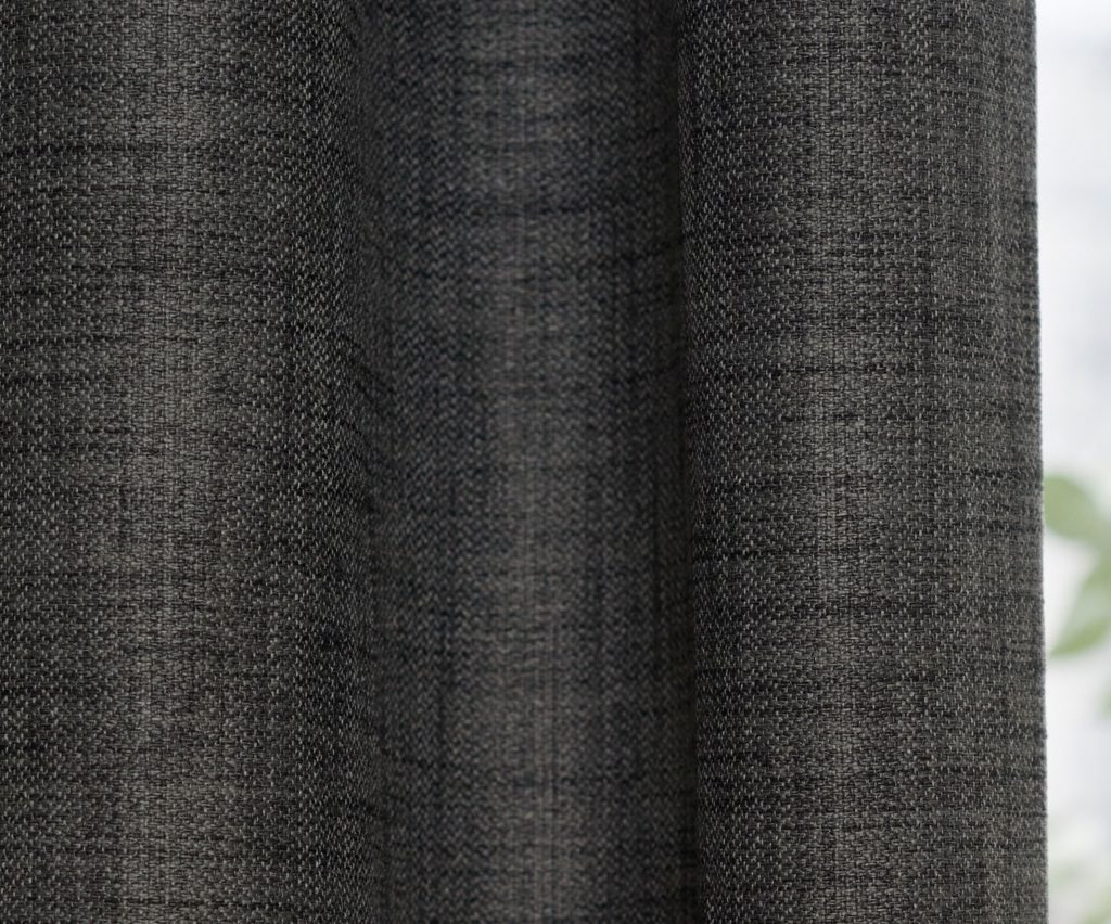 Window fabric detail charcoal color with intricate stitching