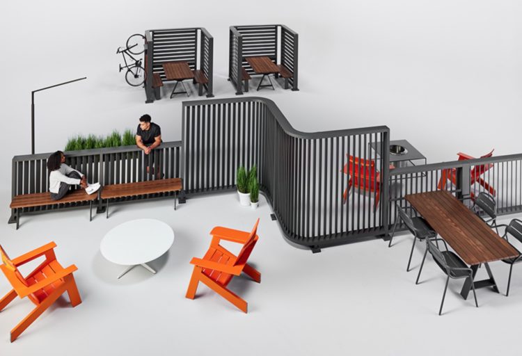 Backdrop overhead view with panels, chairs, tables, and nooks
