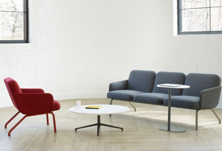 Nordic three-seat sofa and chiar in red