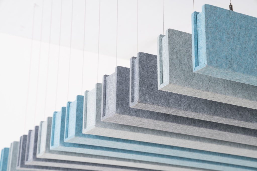 Acoustic Baffle by LightArt light, blue, and shades of gray close-up