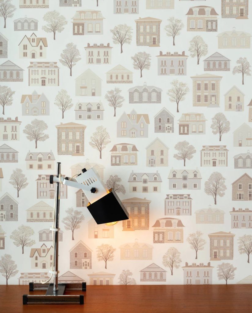 wallpaer wiith cute houses in winter scene
