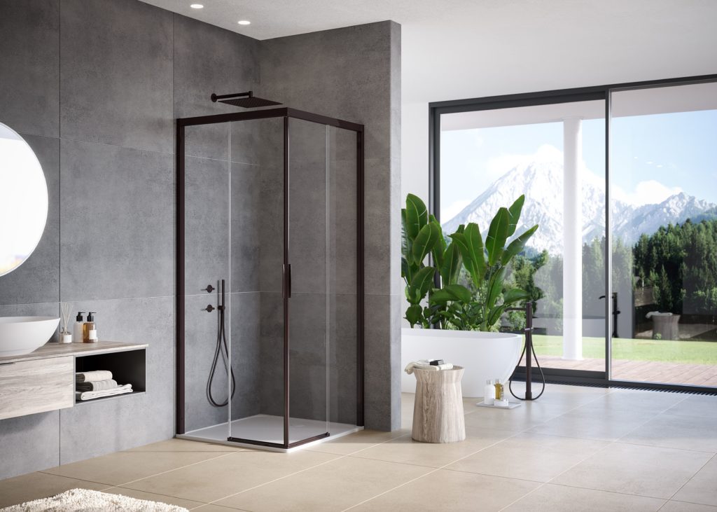 Black shower frame enclosure