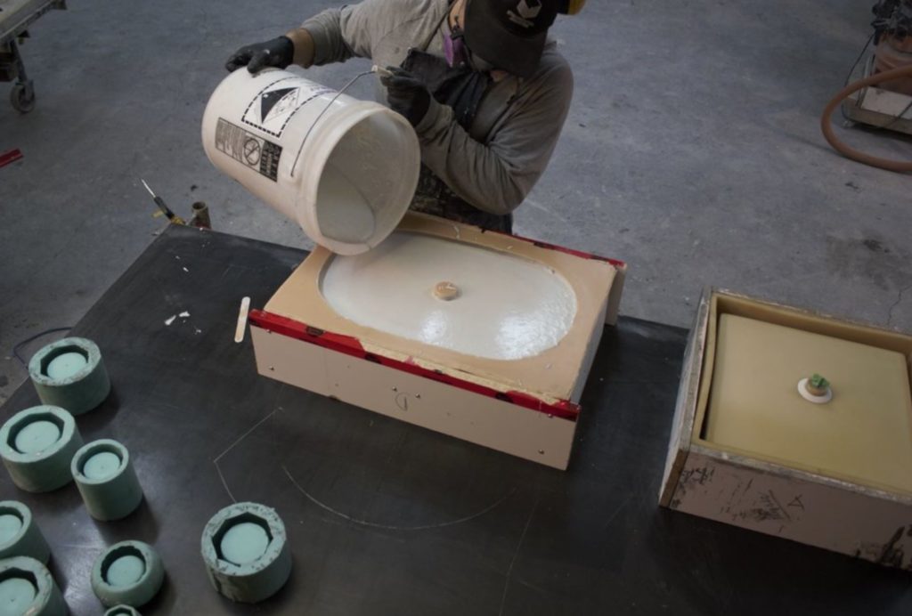 Johnstone architectural concrete pouring into sink mold