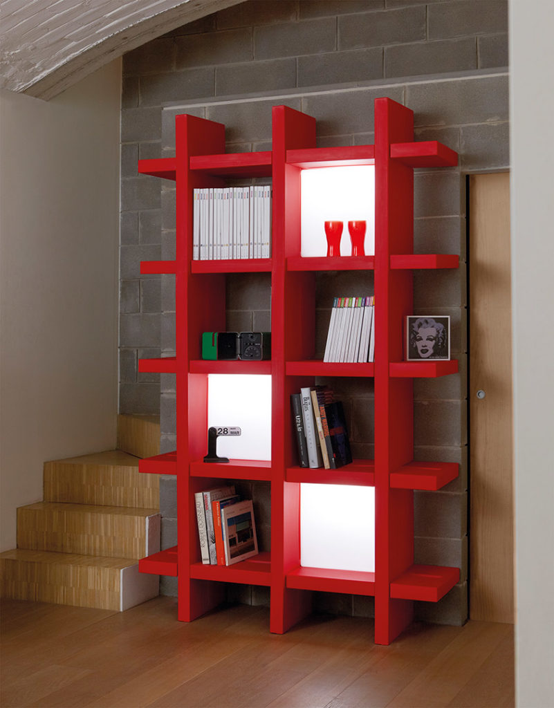 Booky vertically oriented in red