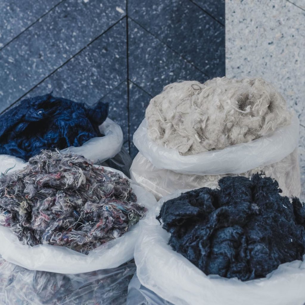 Pierreplume process wth scraps of textile
