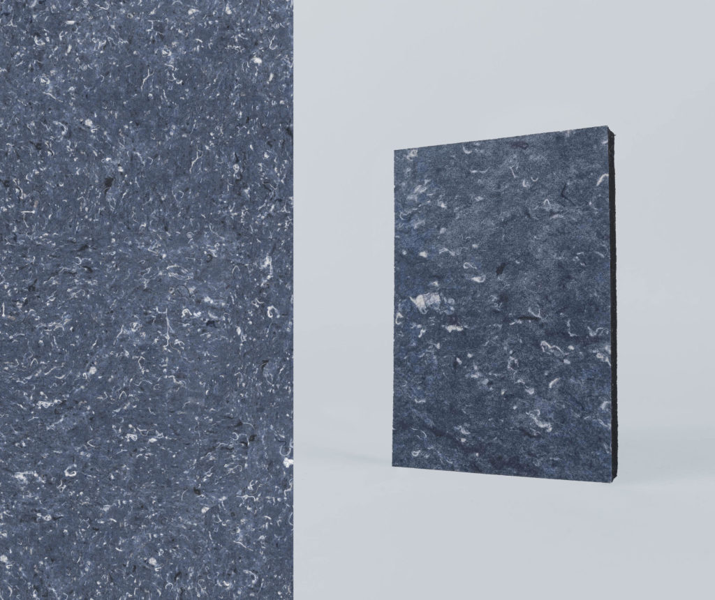blue wall panel sample that looks like blue jean material