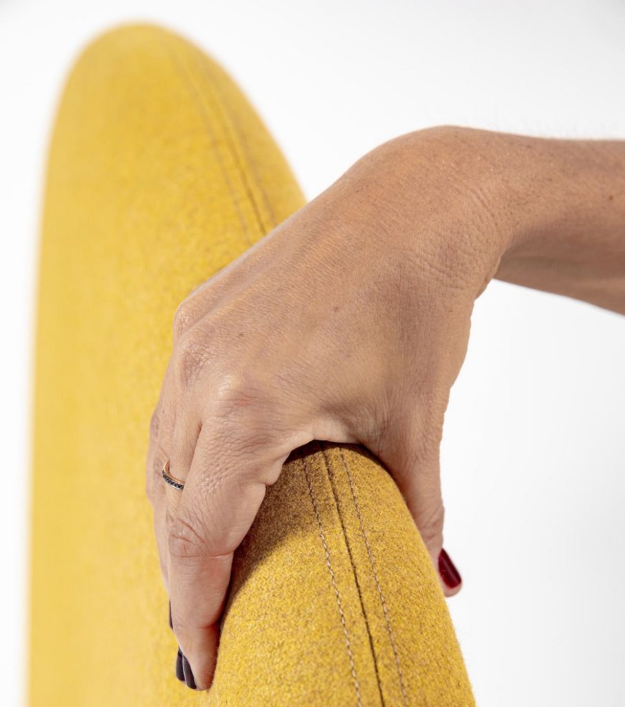 Detail of portable divider with hand