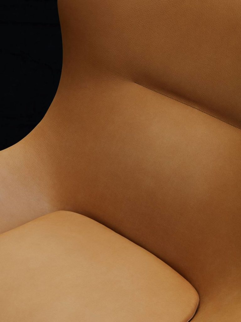 Oolong chair detail, rust leather