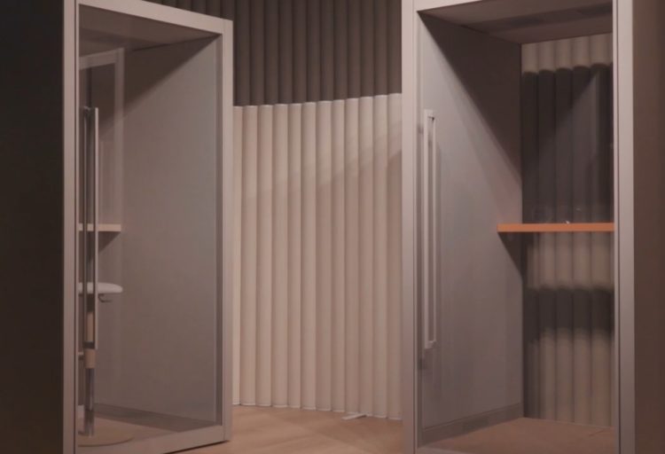 Privé phone booth pods steel gray color
