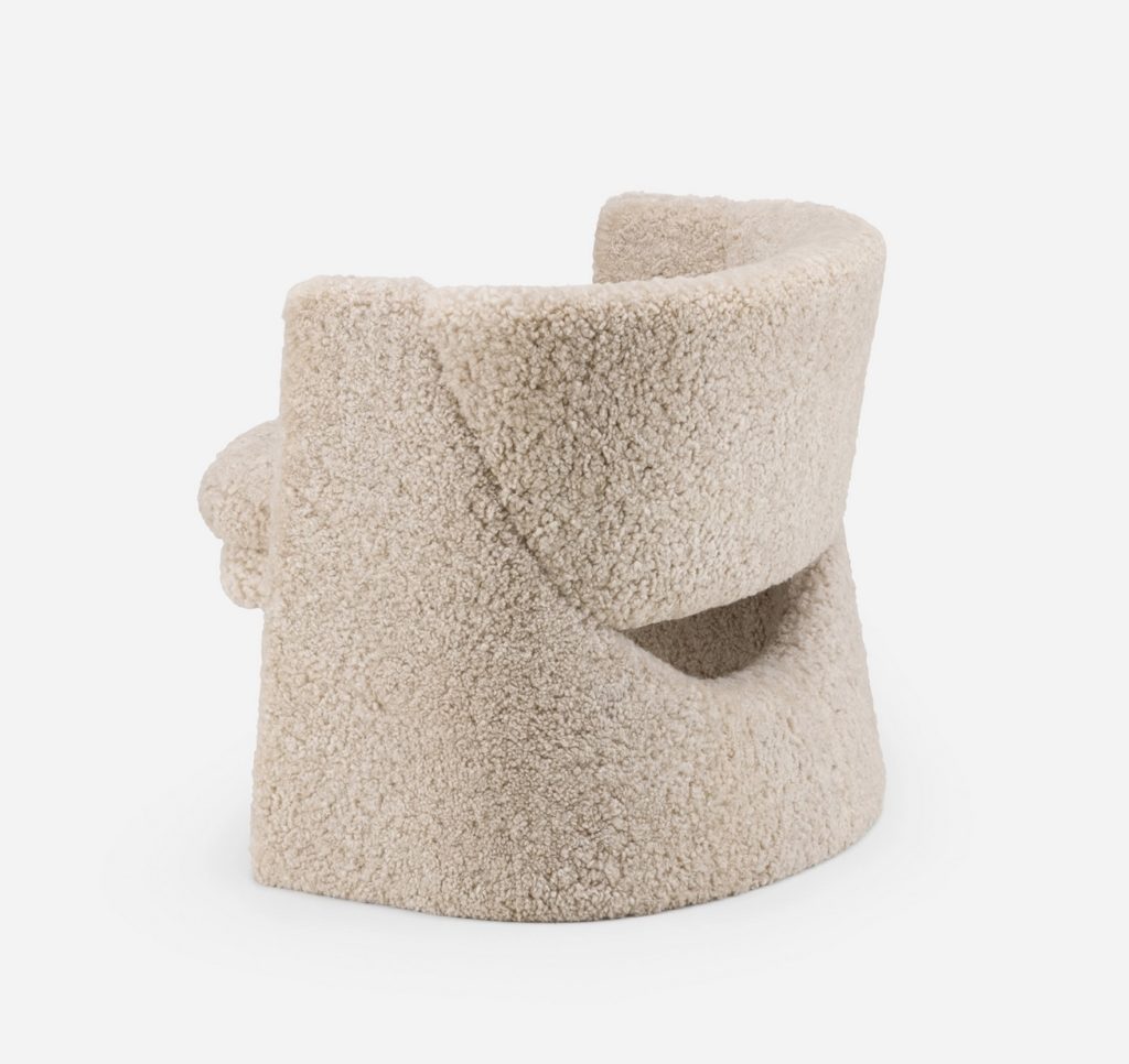 back view of fuzzy chair