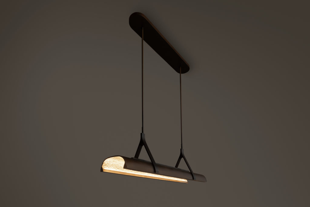 Heretofore Hanging side view illuminated