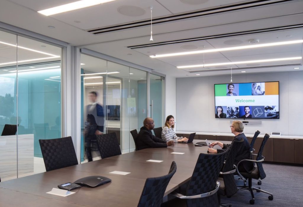 conference room with large demountable wall system