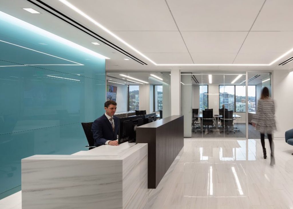 Mimo in law firm view from reception desk