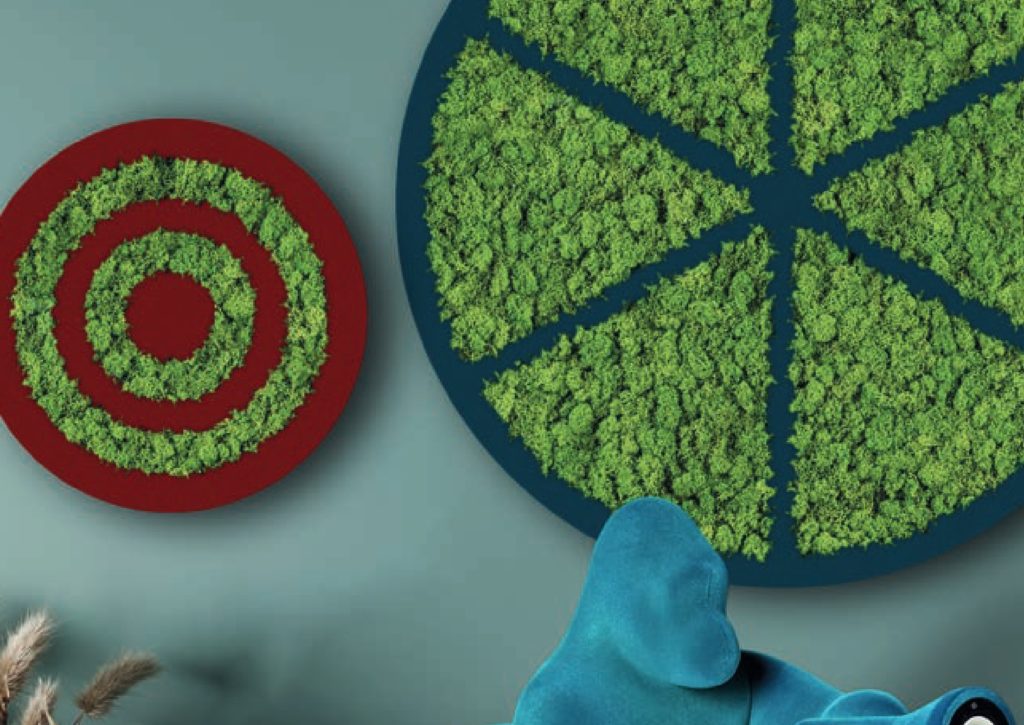 Mr. Flock magic panel circular forms with living moss