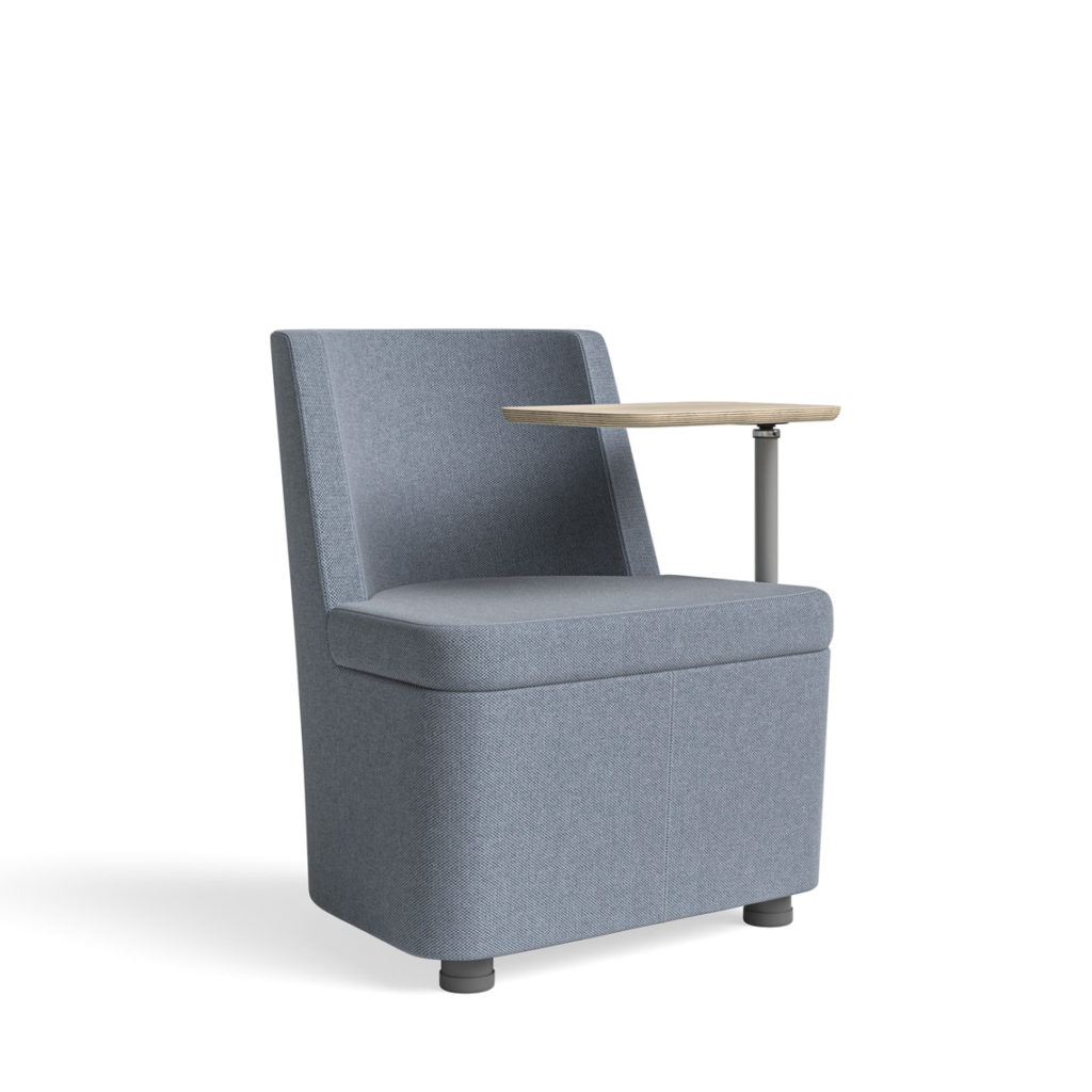 Nate & Natty Lounge with table front view medium gray upholstery
