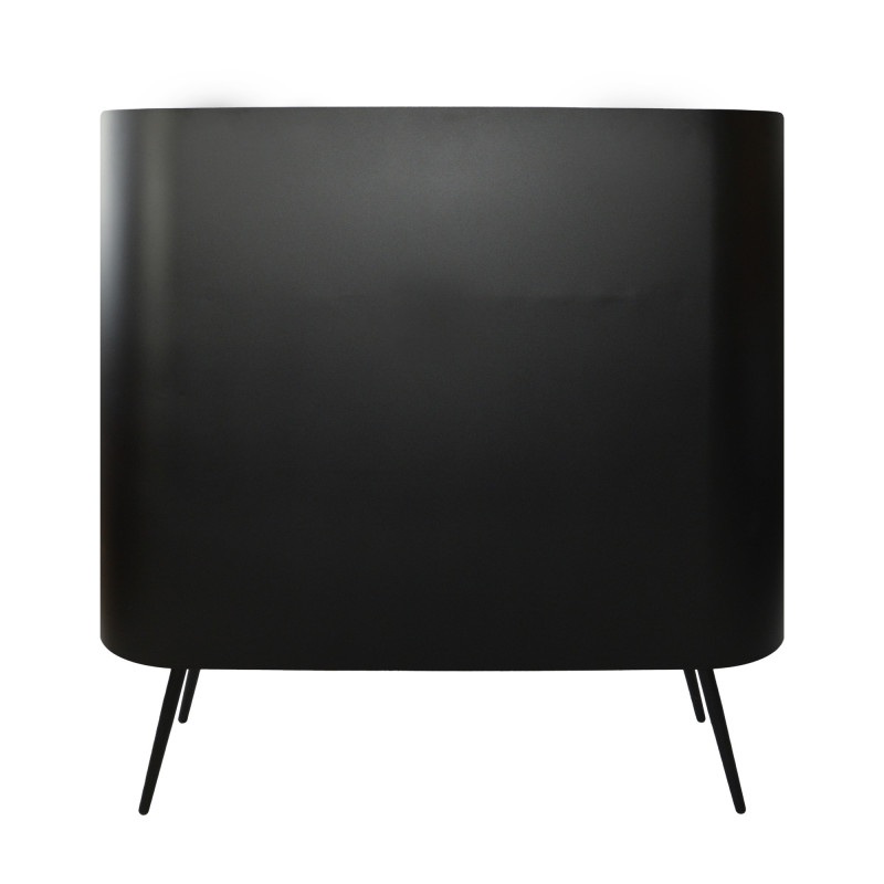 rear view of cabinet in black powder-coat