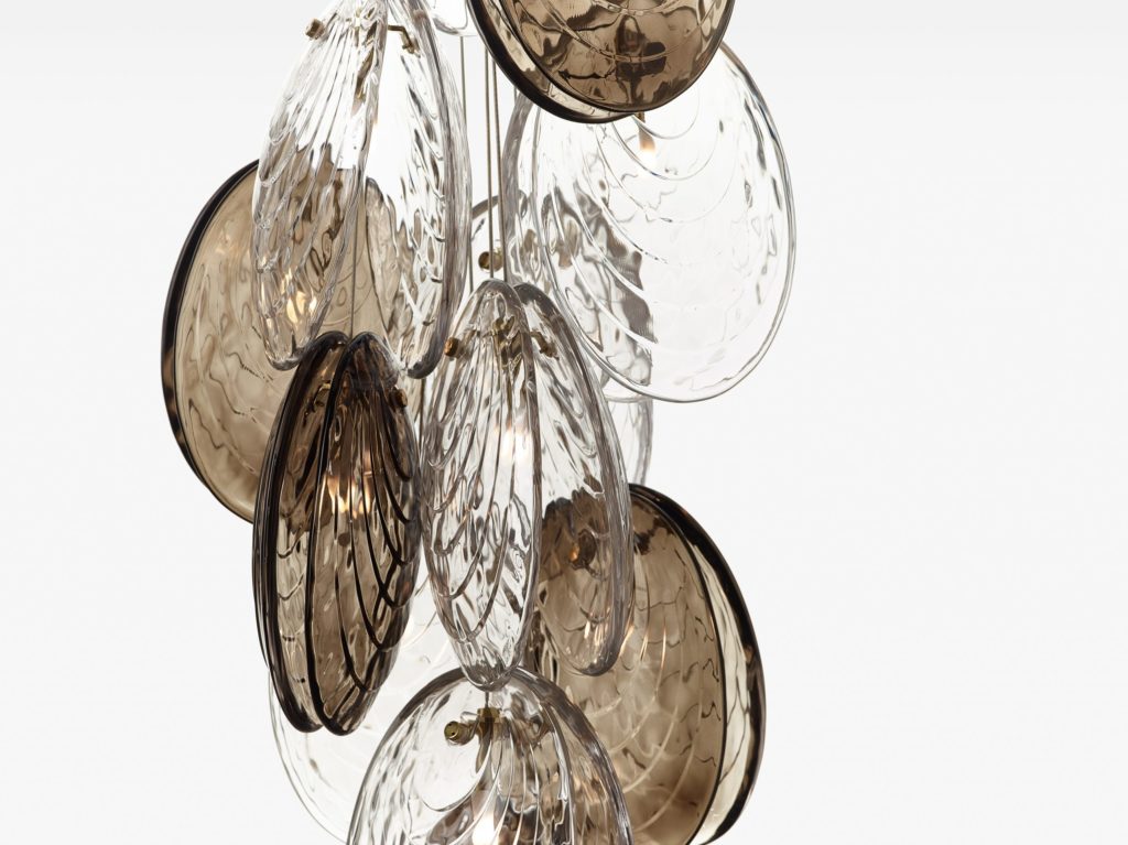 Cluster detail with different tints of glass