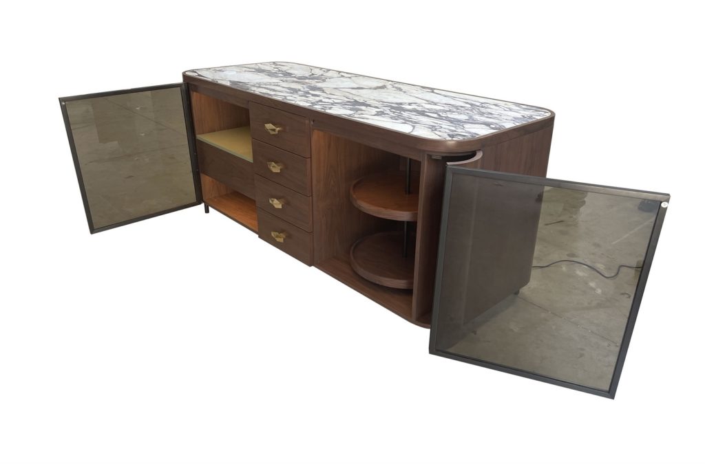 Mini bar with open doors 