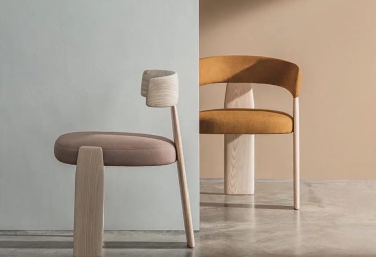 Oru Chair two views front and side with different upholstery