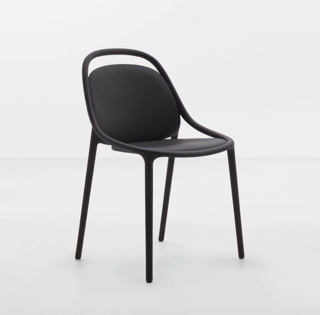 A streamlined polypropylene chair in black