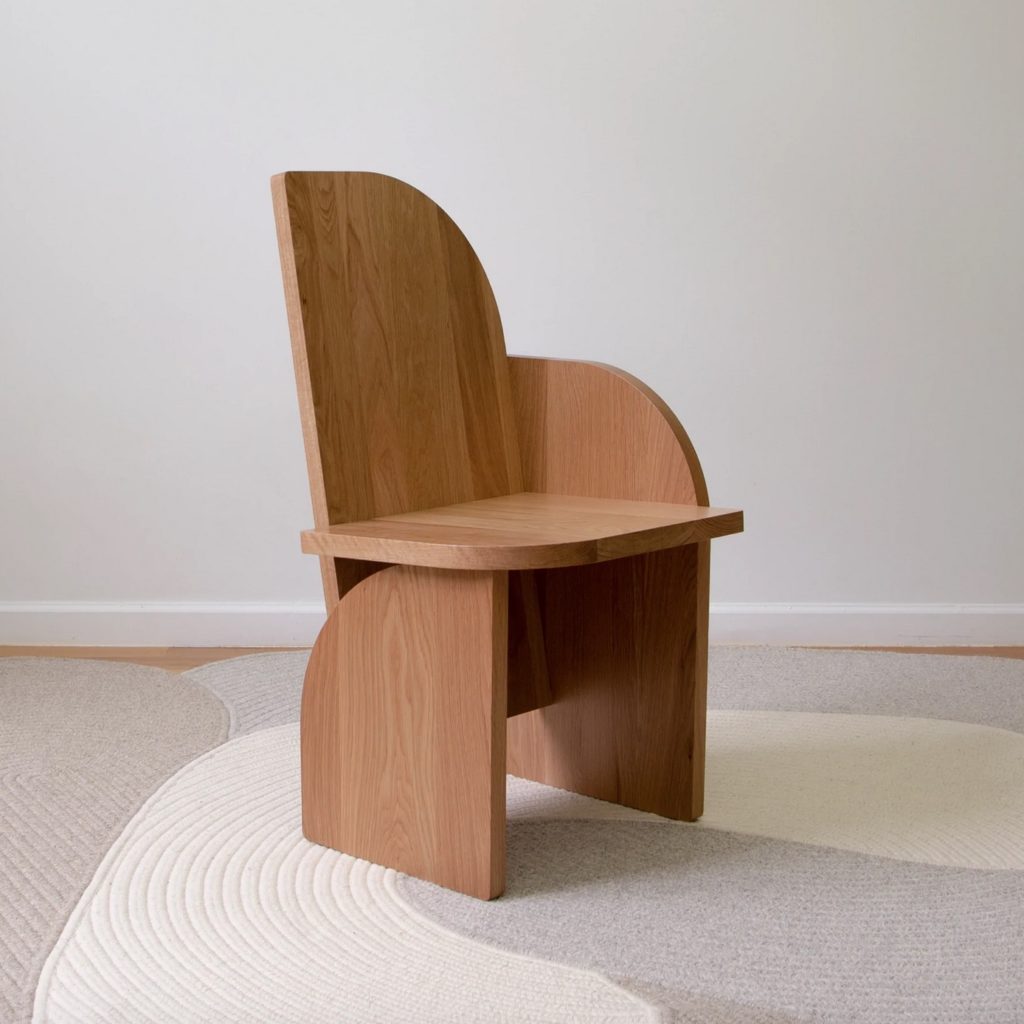 White and gray rug with chair