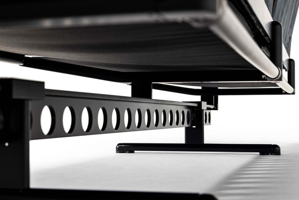 Detailed view of under-side showing t-shaped steel frame
