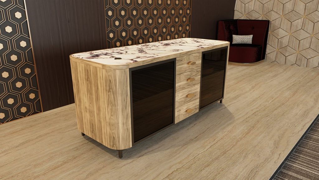 Mini Bar in poplar on stage at display booth of BDNY