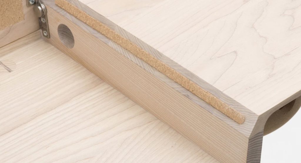 Desk detail of writing surface when open