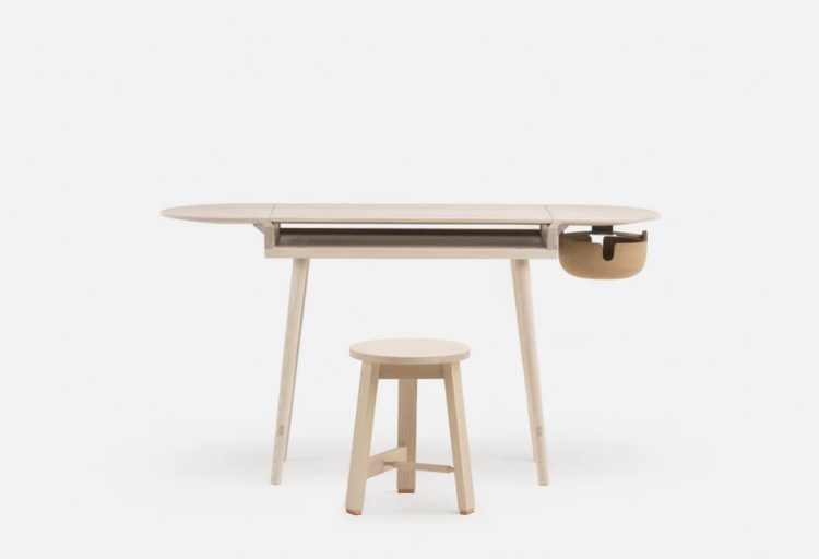 De La Espada Companions desk with stool view from front