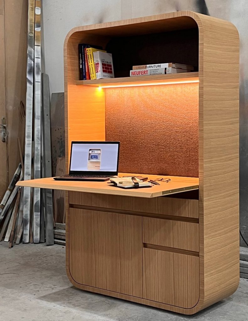 With desk open view from side